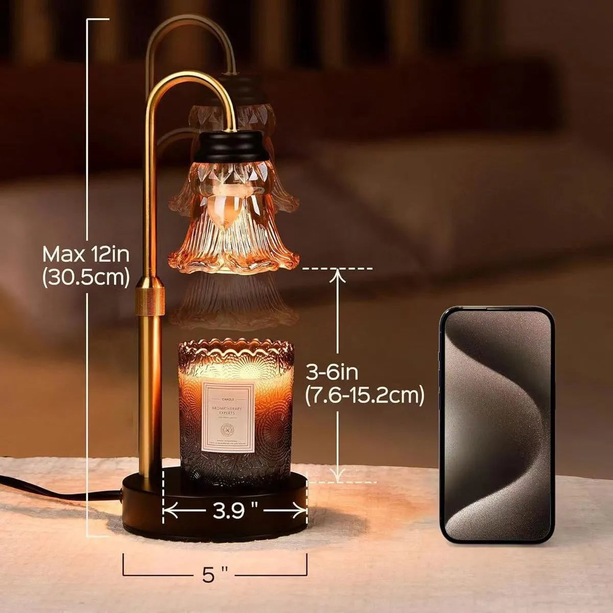 Bamboo holder ceramic wax melting lamp with international voltage range 110-220V