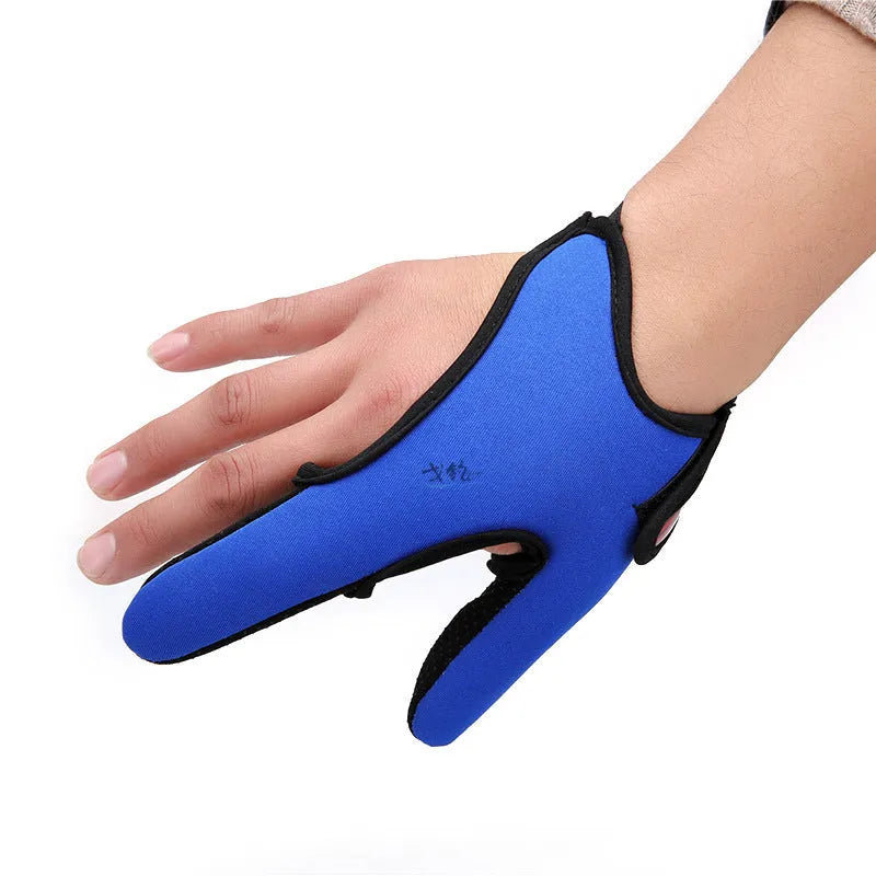 Two-finger fishing glove with microfiber palm and diving cloth backing