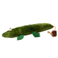 Green plush alligator-shaped cat toy with plant-based catnip and peppermint scent