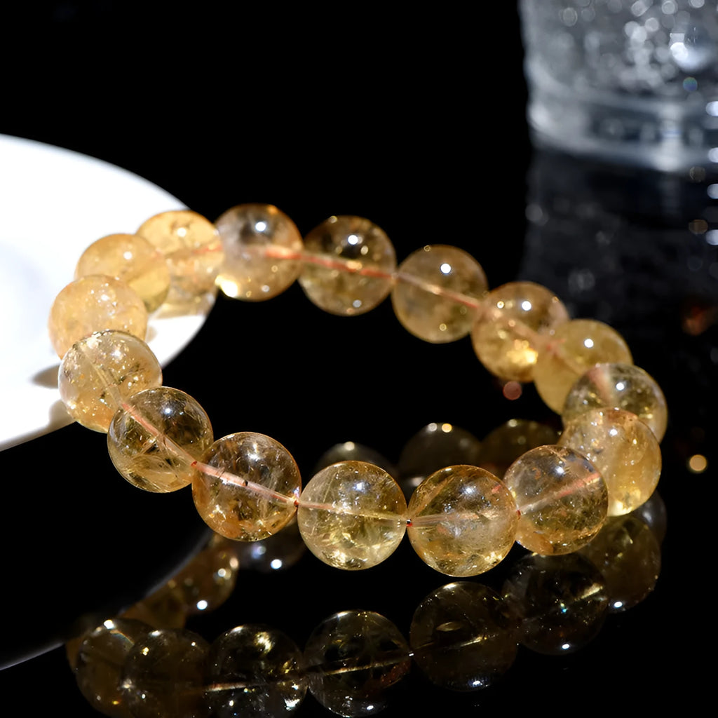 Natural citrine Asestelle bracelet handmade gemstone jewellery Brazilian yellow violent yellow stones