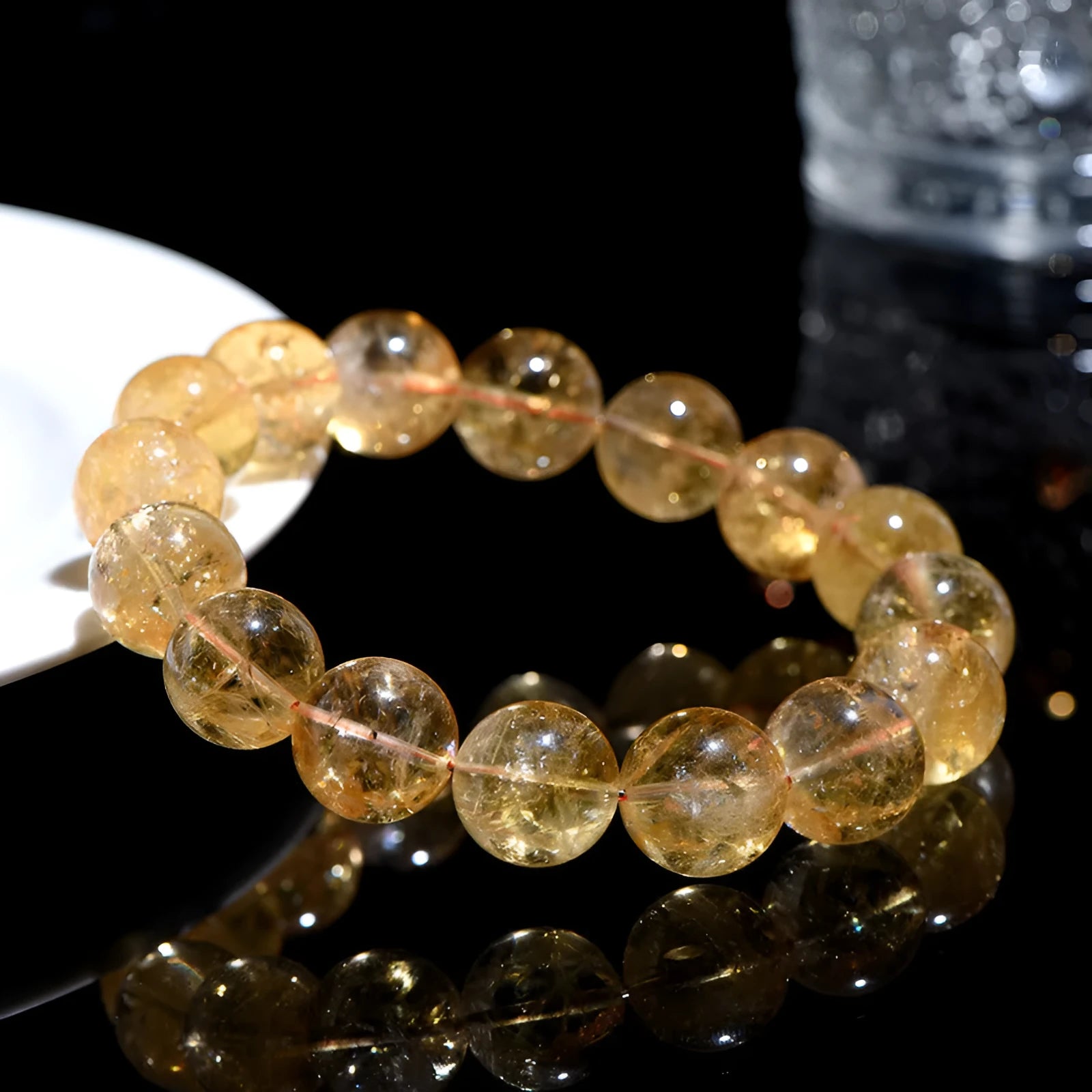 Natural citrine Asestelle bracelet handmade gemstone jewellery Brazilian yellow violent yellow stones