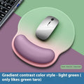 Silicone mouse mat with wrist rest in gradient colour pattern on desk
