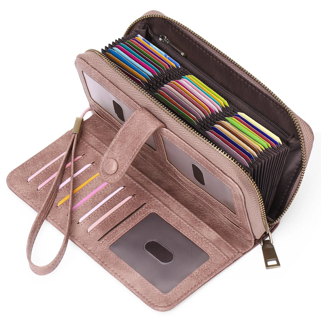 Women's expanding card holder wallet with anti-theft RFID protection in multiple colour options