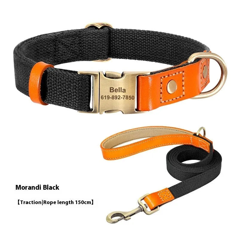 Small dog mohair collar and lead set in green with lettering, shown with sizes XS, S, M.