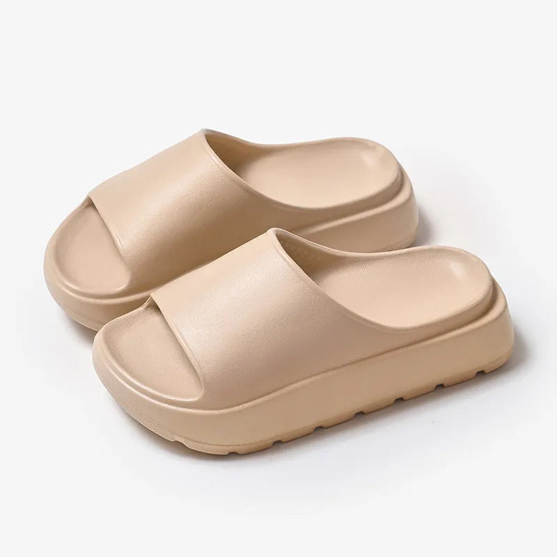 Women's fish mouth shoes slippers with thick 5.5cm EVA soles in beige, black, khaki, rose red colours