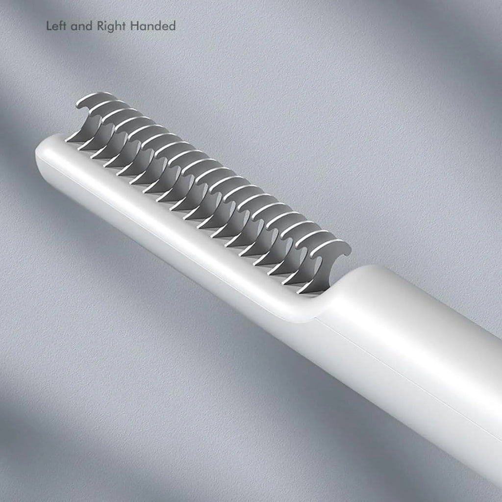 Stainless steel dematting comb for dogs with rake teeth and coloured handle.