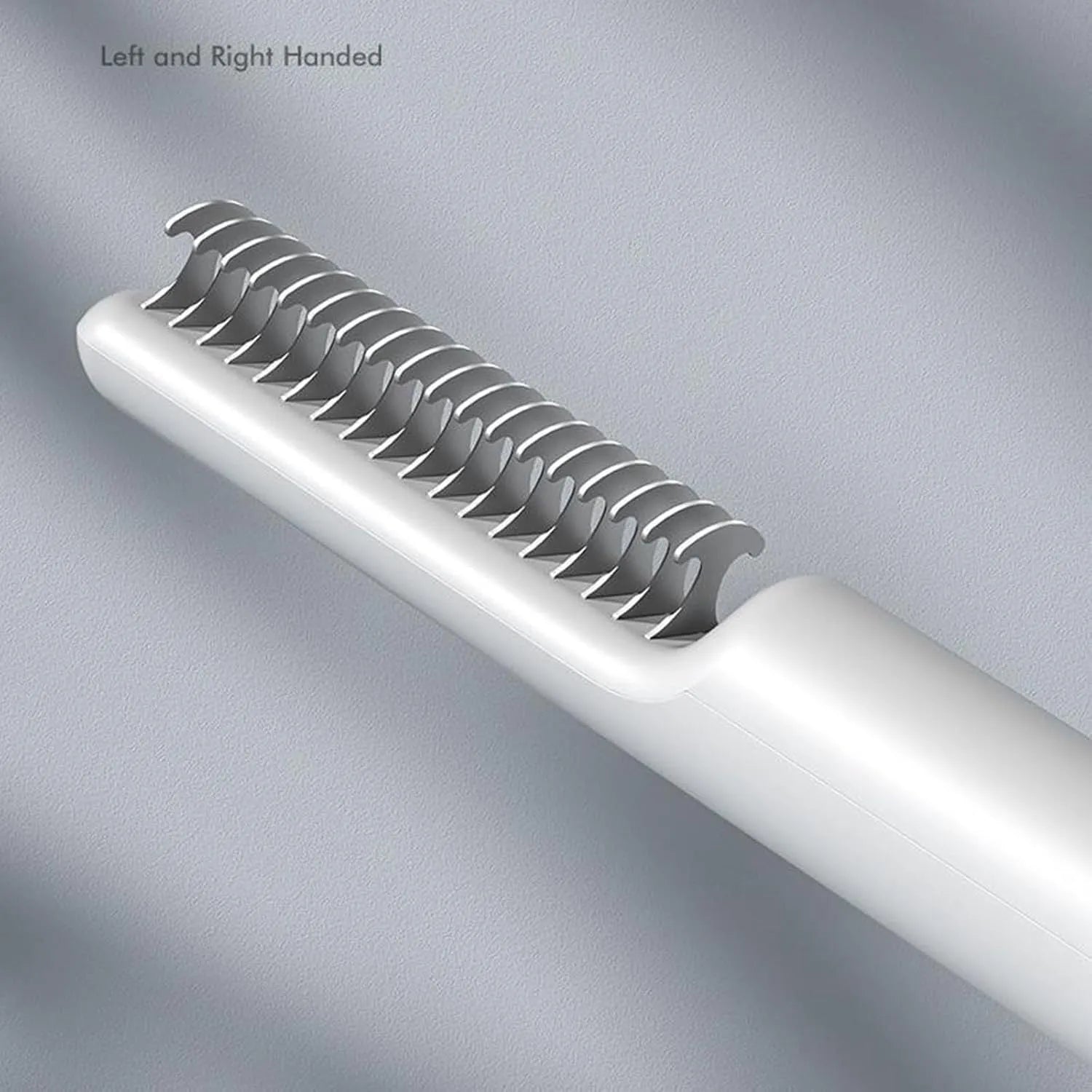 Stainless steel dematting comb for dogs with rake teeth and coloured handle.