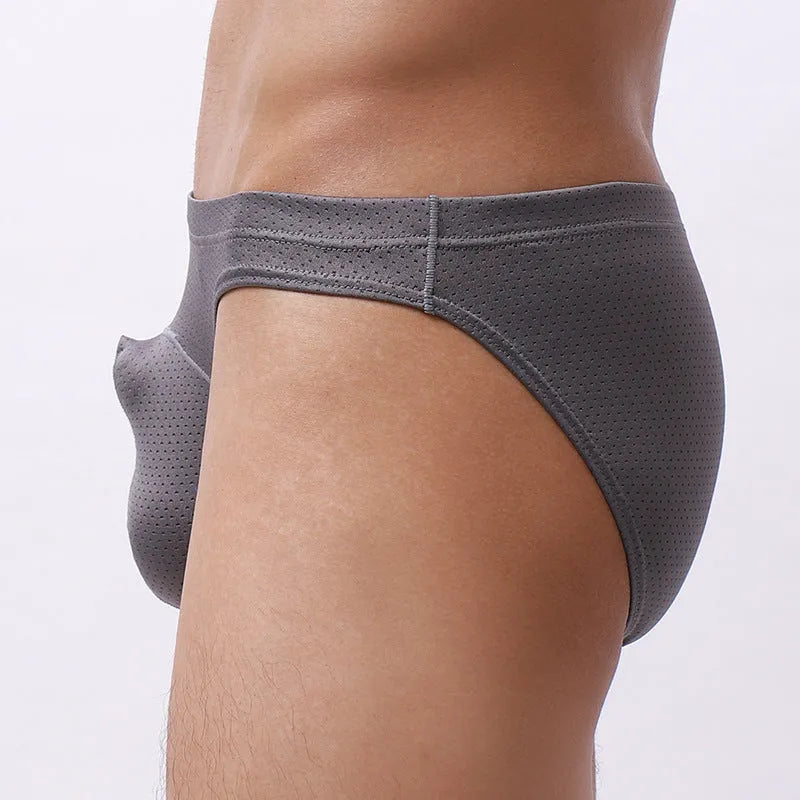 Men's transparent loose nylon underwear in blue on a white background