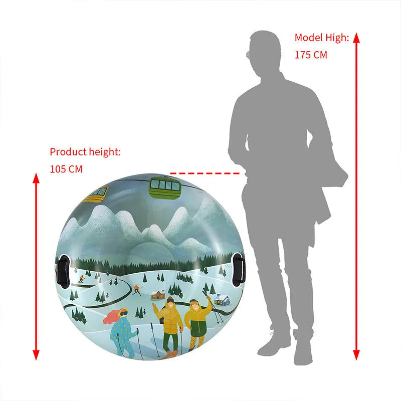 Creative printed PVC ski ring for winter outdoor activities in three colour designs