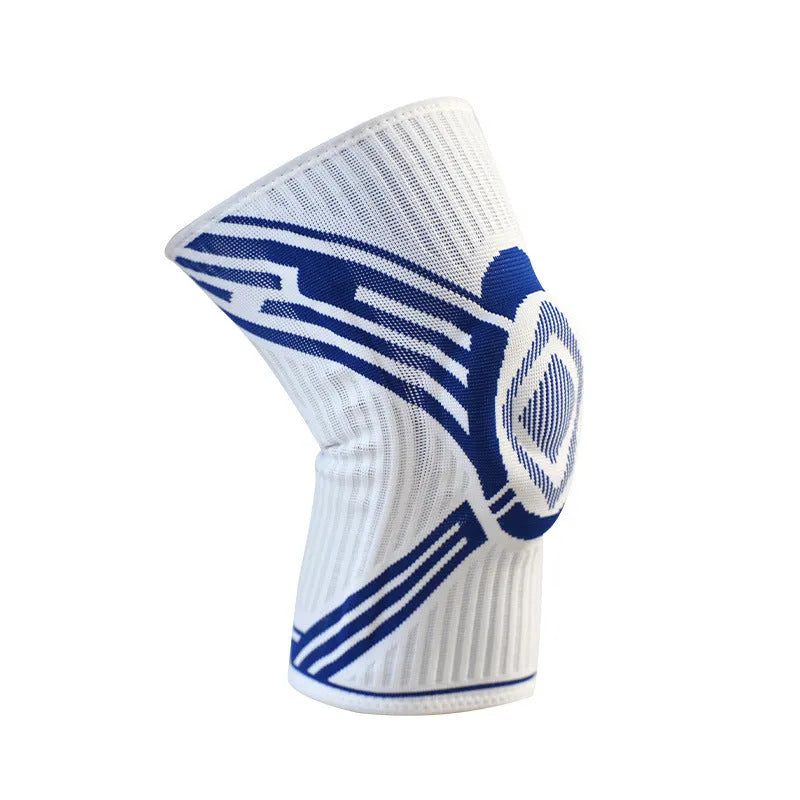 Blue cotton knee pad with elastic design for basketball and running sports