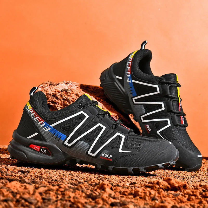 Plus size men's casual running shoes in synthetic leather with mesh lining and rubber sole