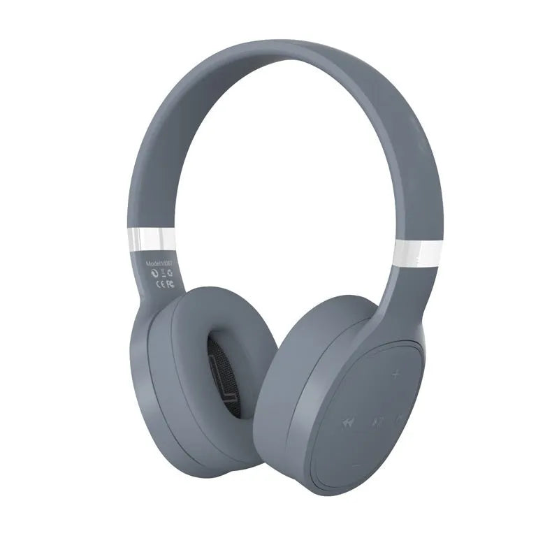 Folding wireless Bluetooth sports headset shown in black, white, grey, or blue colour options.