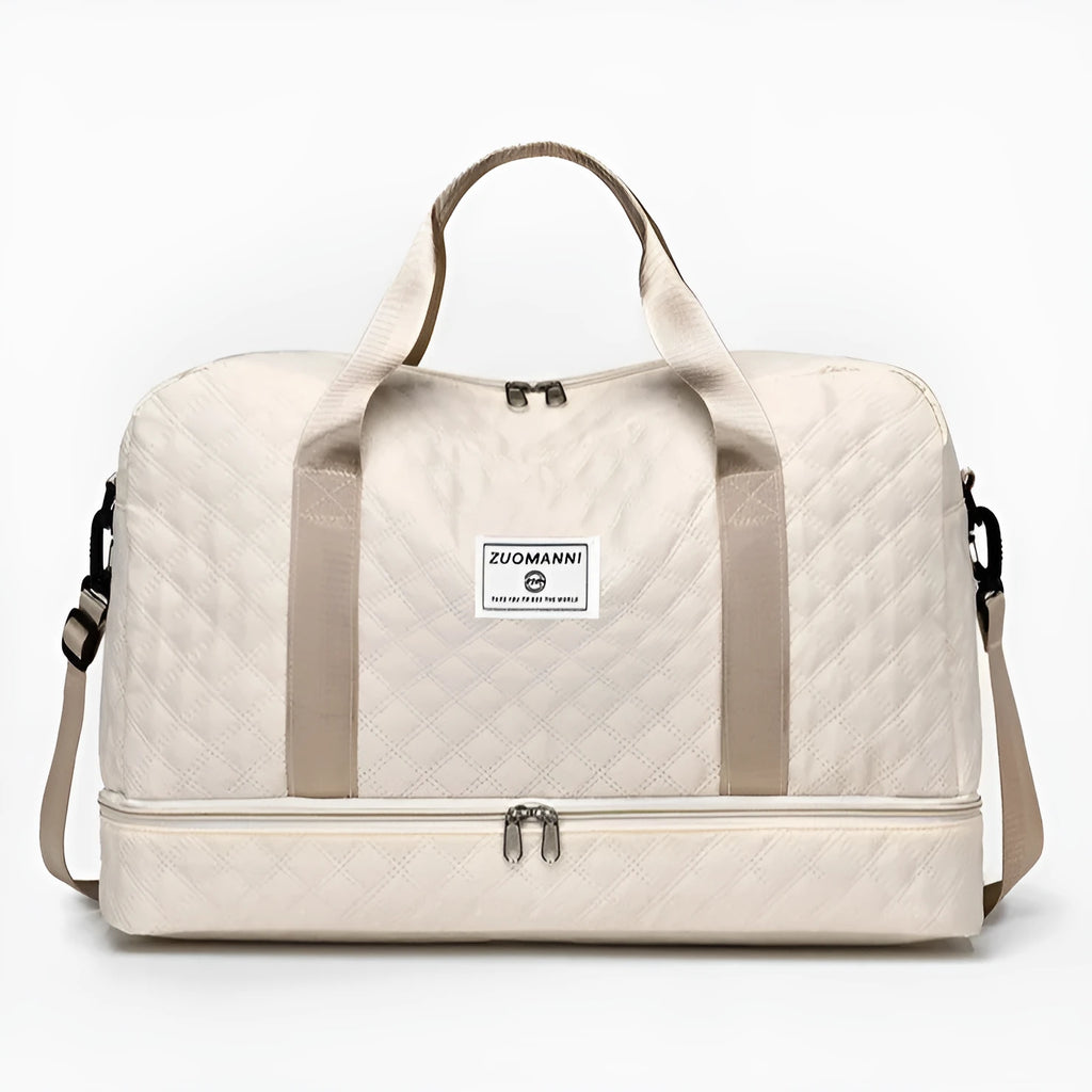 Large Oxford cloth travel bag with 36-55 litre capacity shown in haze blue colour