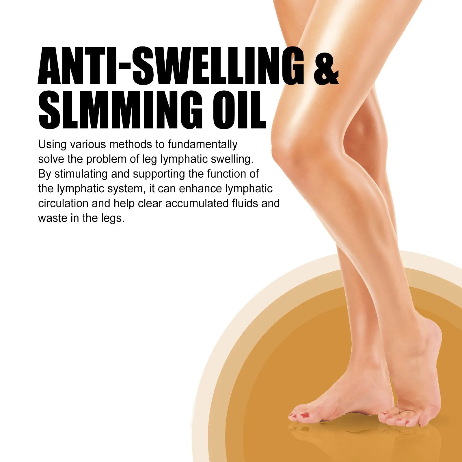 50ml bottle of botanical essential oil for body skin moisturising and leg massage.
