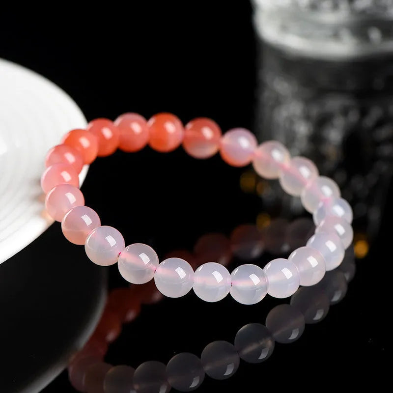 Yanyuan agate bracelet with natural gradient colour and geometric bead shape in salt source pattern