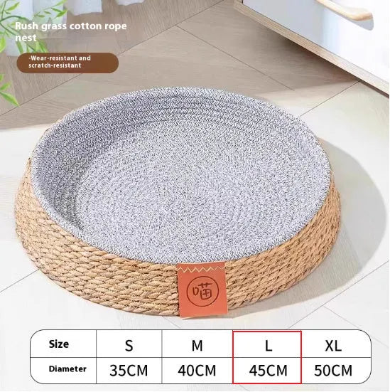 Rattan woven cat bed nest for indoor cats available in four sizes