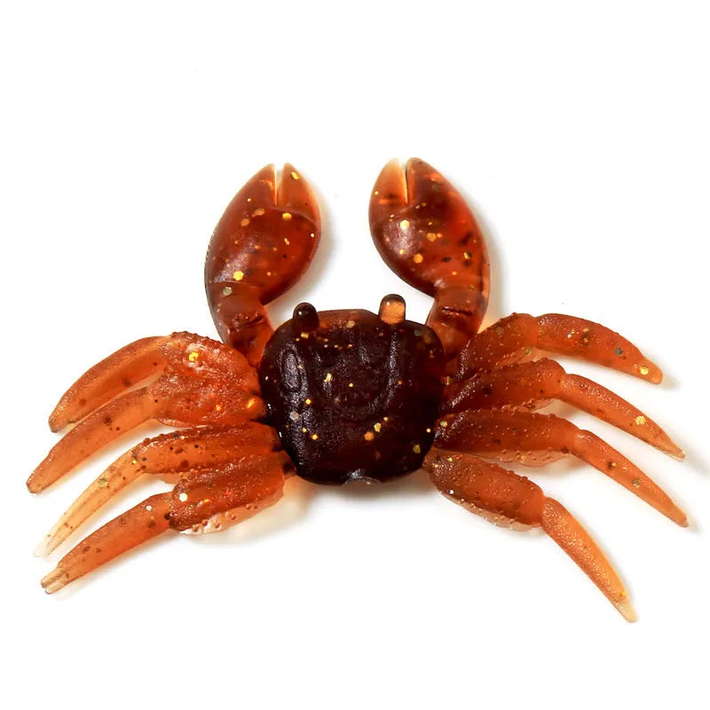 PVC soft crab fishing lure measuring 8cm long in brown crab colour variation