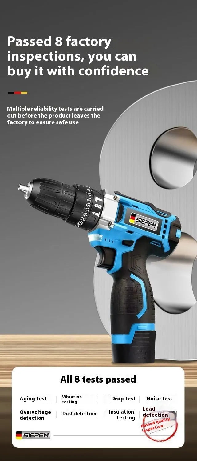 12V dual-speed impact pistol drill electric screwdriver with pistol grip and luxury packaging