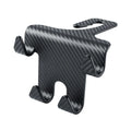 Black carbon fibre style car hook with integrated phone bracket measuring 11.5 by 8.1 by 4.7 centimetres