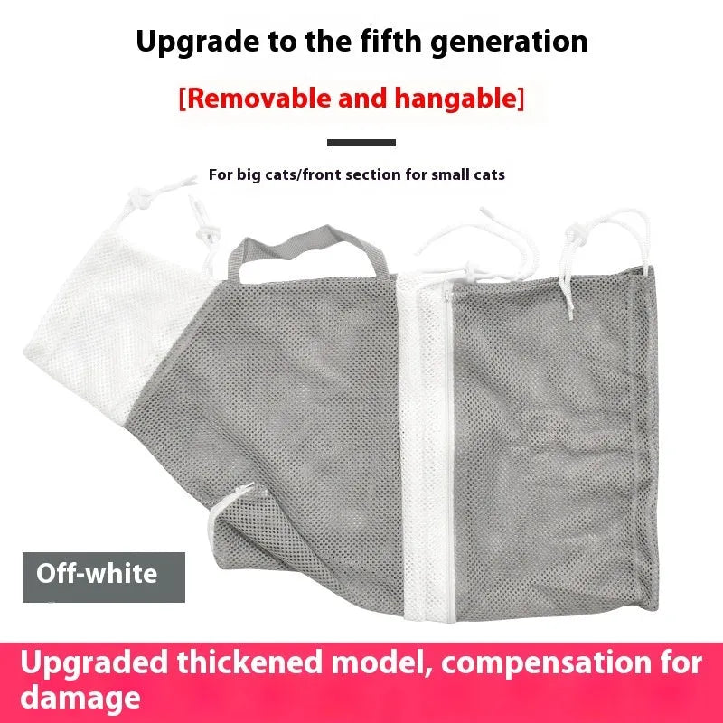 Upgraded 5th generation cat grooming bag in grey white, green white, and pink white colour options