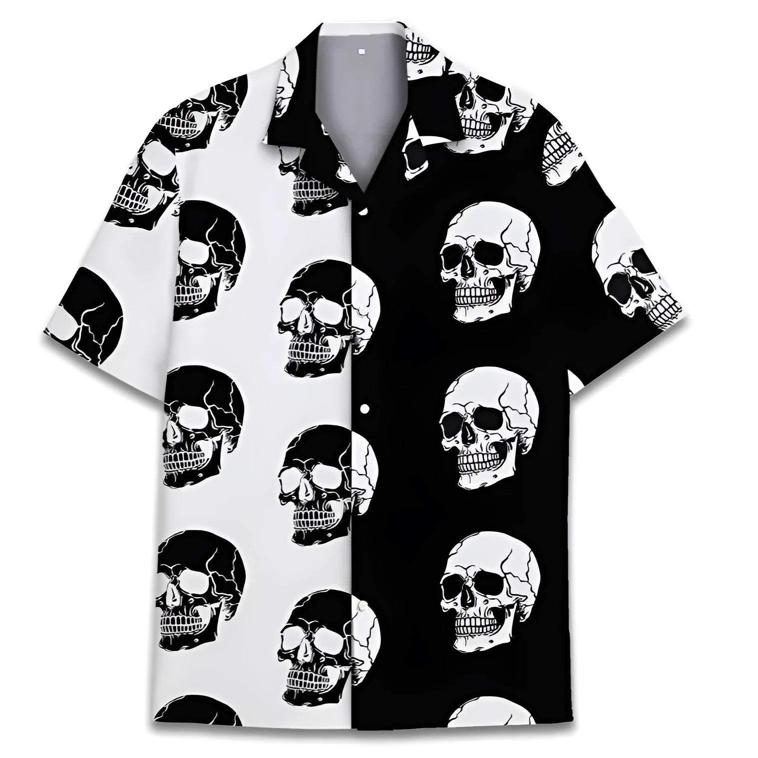 Men's Cuban collar summer shirt with digital printed pattern in polyester fabric