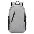 Oxford cloth computer backpack in blue colour showing front compartment and shoulder straps