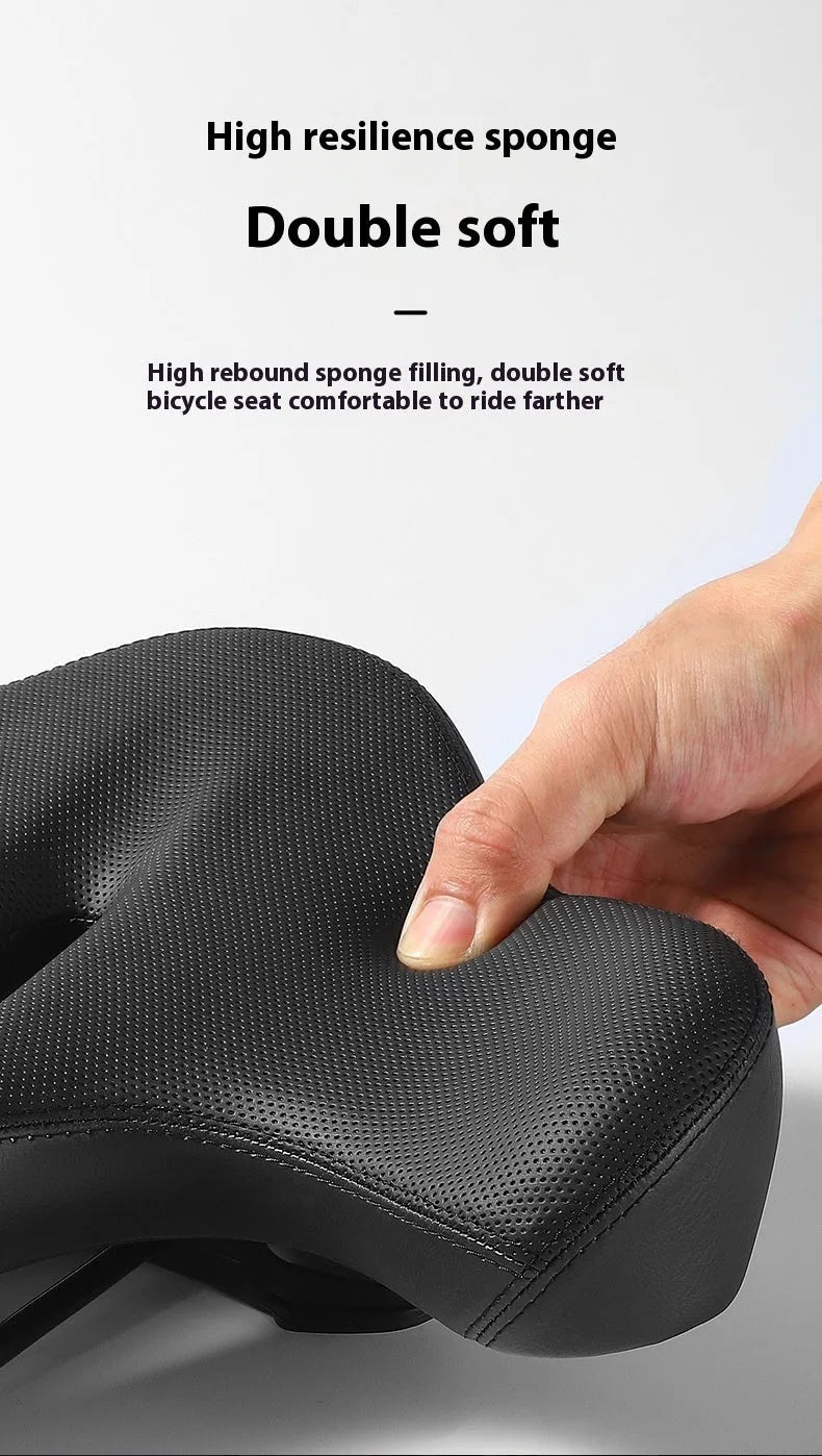Black leather bicycle saddle cushion with polyurethane foam padding