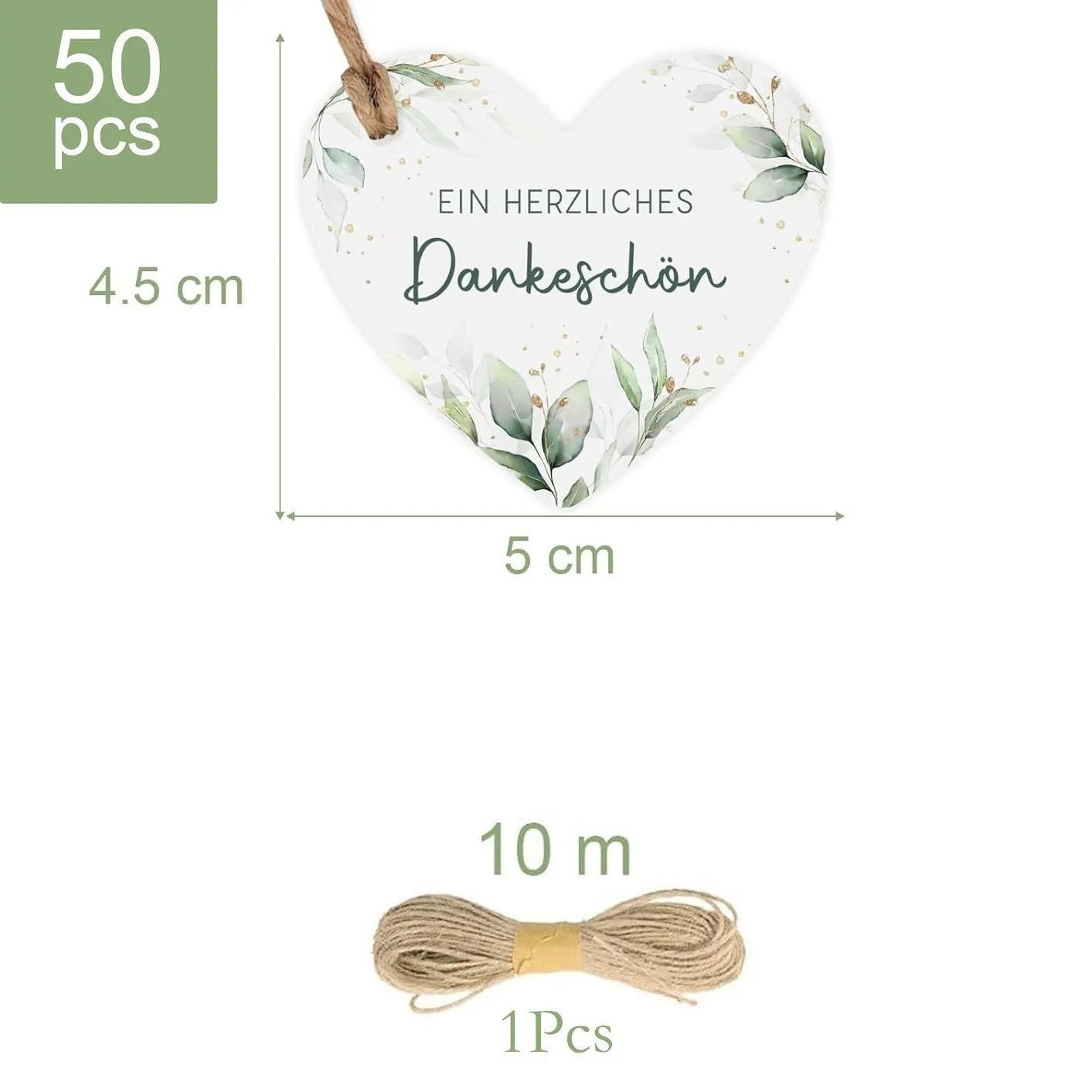 Set of 50 floral heart-shaped paper gift tags in two colour variations.