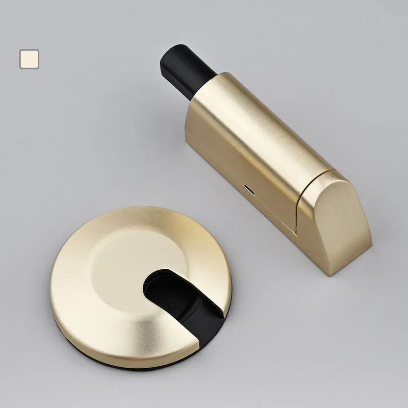 Zinc alloy invisible door stopper in modern design on a bedroom floor