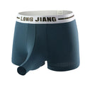 Men's breathable ice silk trunk open boxer shorts in Army Green colour on a mid waist mannequin.