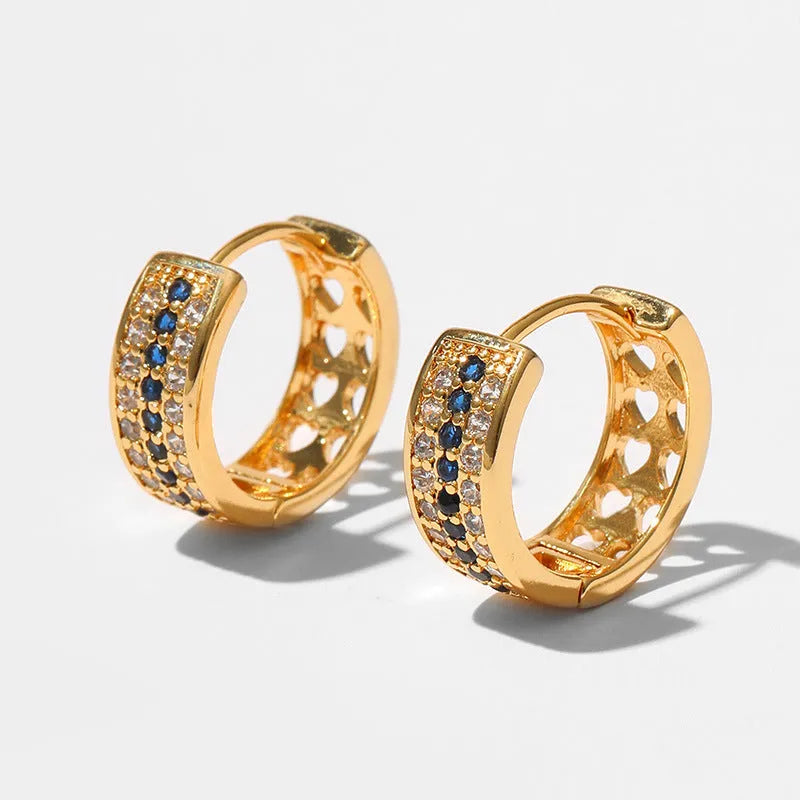 Geometric round women's earrings in copper with electroplated finish