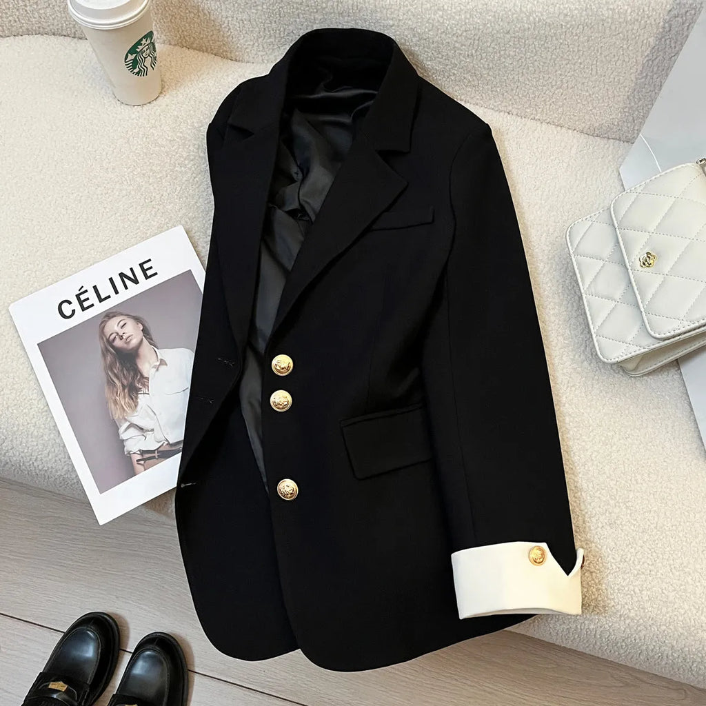 Women's Korean-style loose polyester coat in milky white with pockets