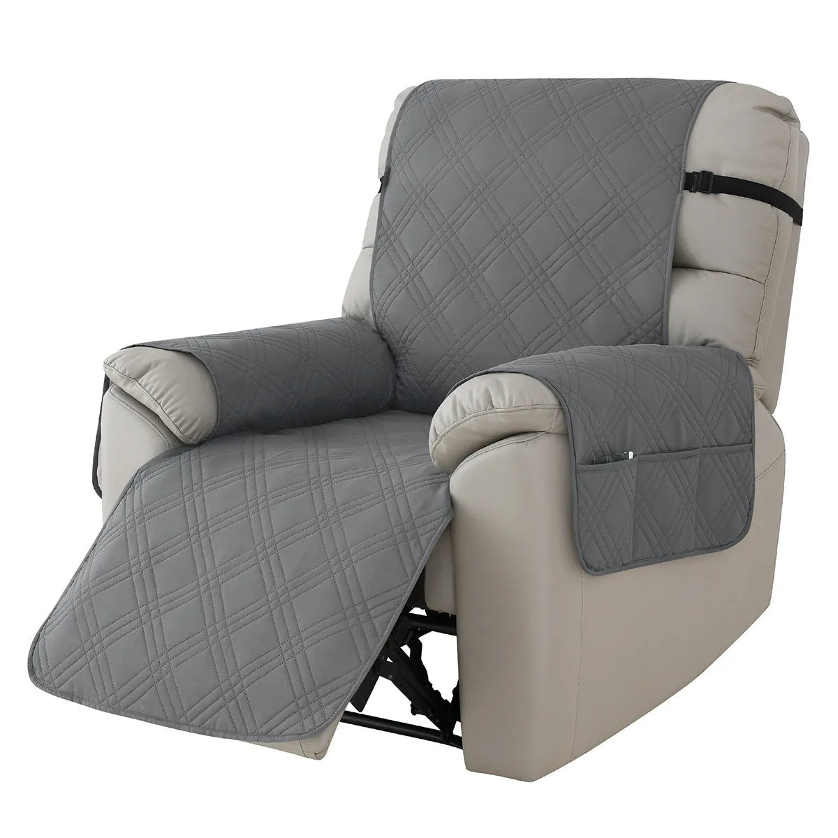 Quilted waterproof sofa cover for Chivas massage chair in burgundy colour.