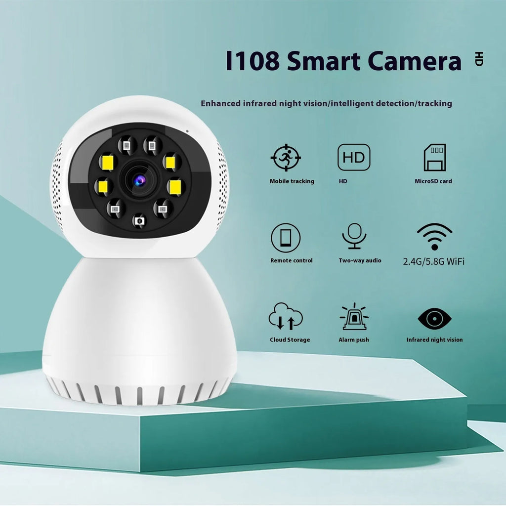 Dual-frequency wireless home security camera with 1080p HD resolution and mounting bracket