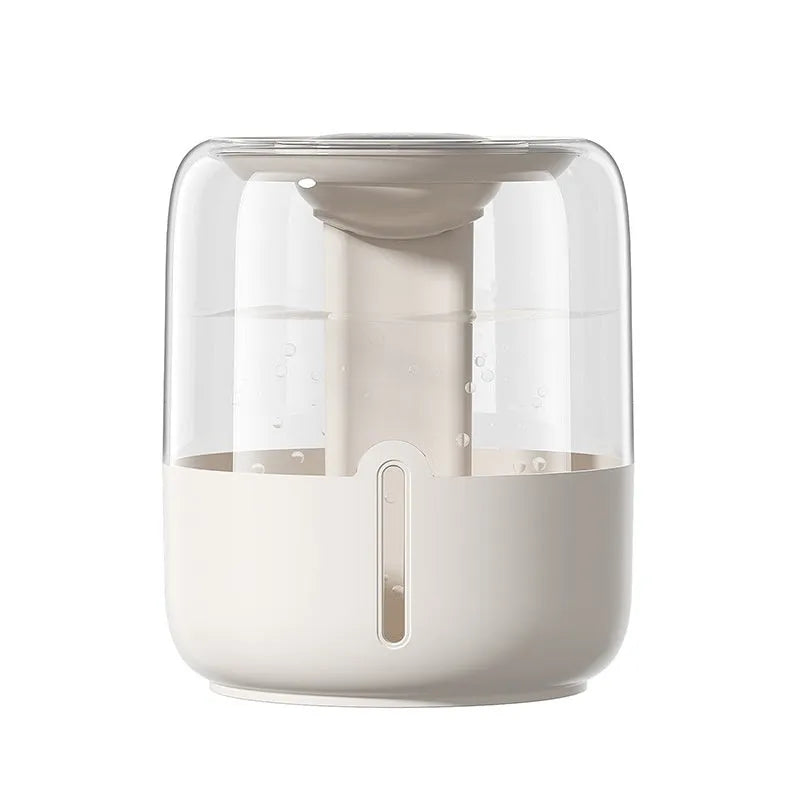 Beige round USB humidifier with dual spray outlets, humidity display and 3.7L capacity
