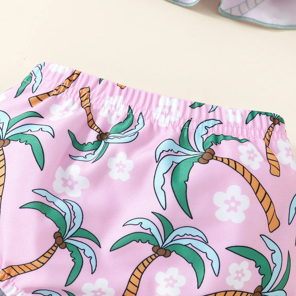 White polyester swimsuit beach shorts suit for toddlers with shirt top and shorts