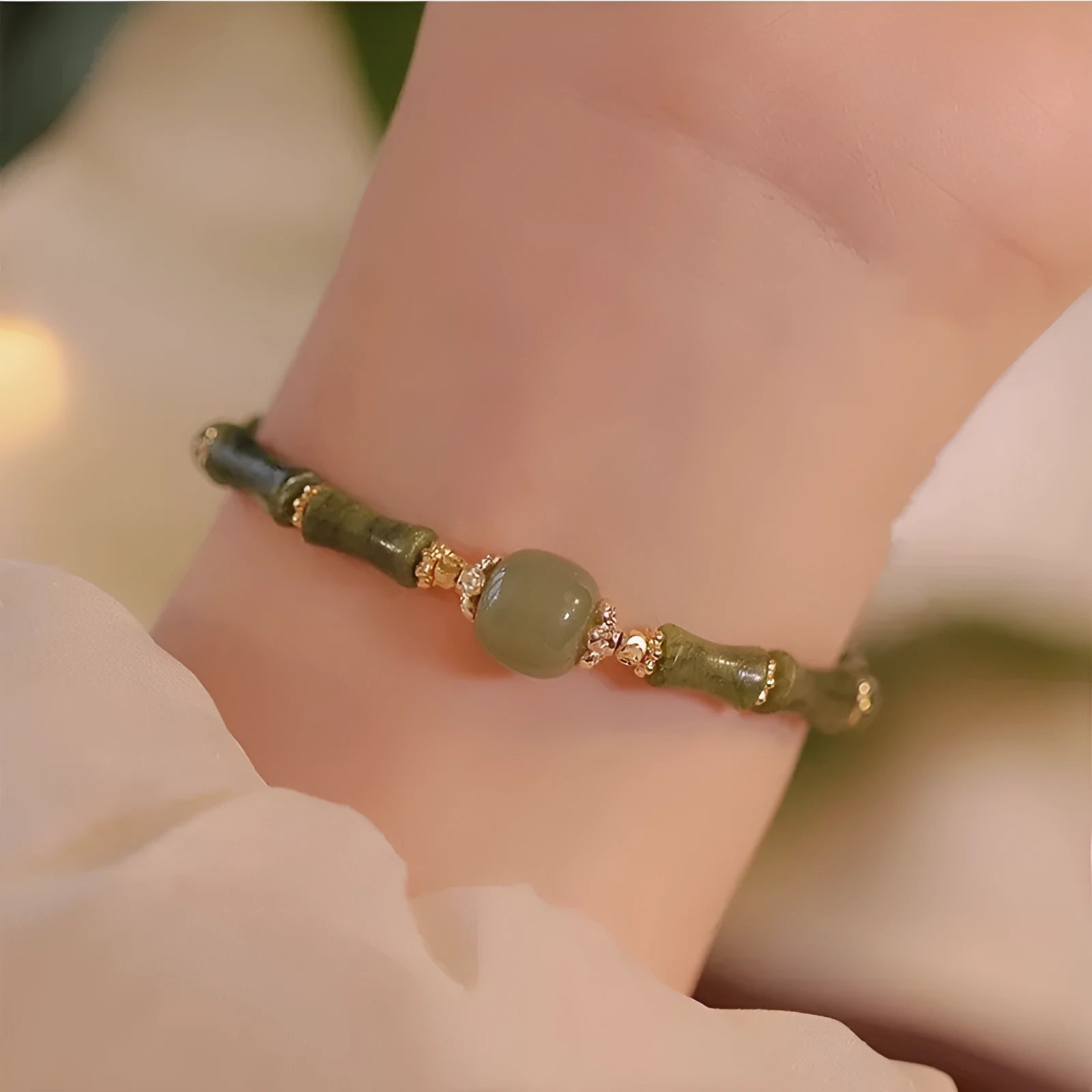 Women's geometric Hetian jade bracelet in dark green and light colour options