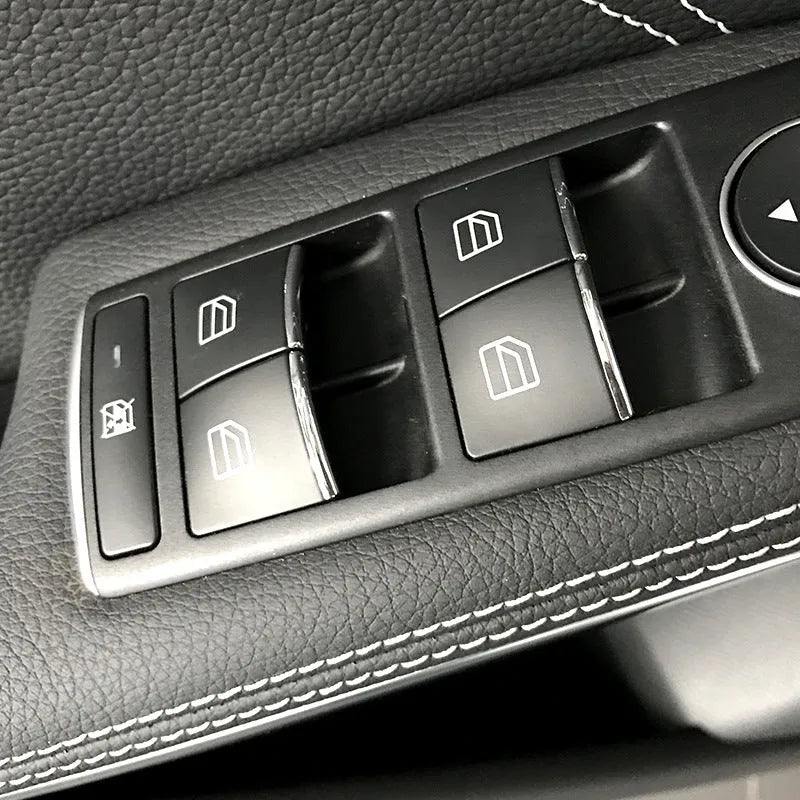 Black ABS plastic window lift button decorative sticker for car interior modification