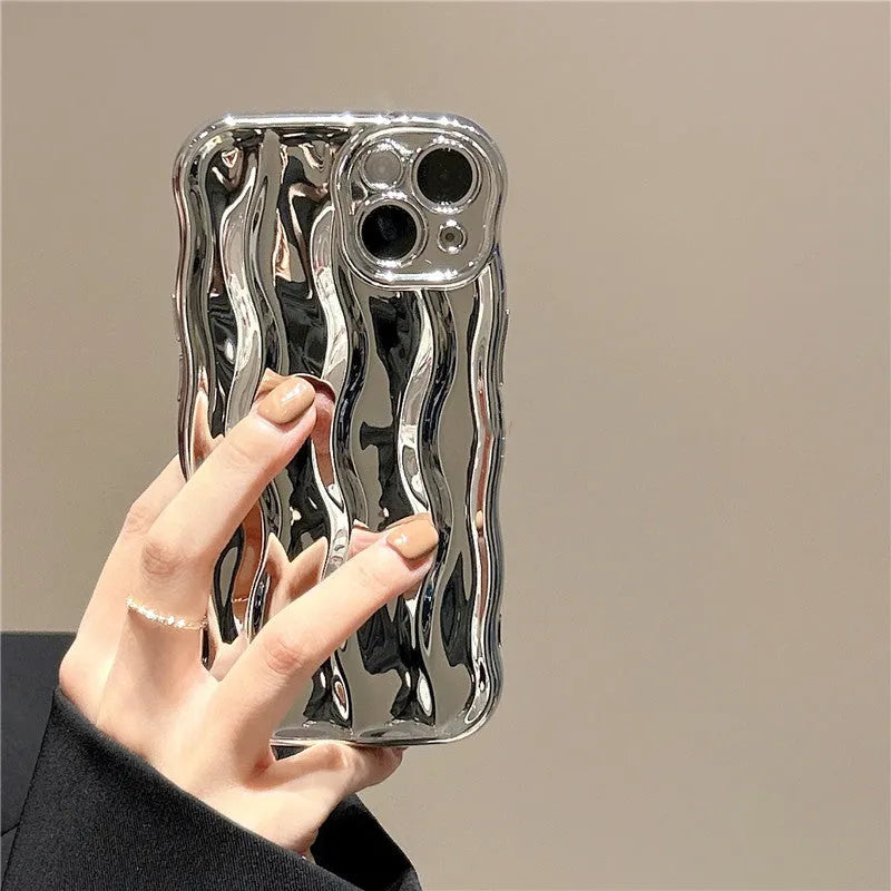 Silicone iPhone 17 case with water ripple texture in green colour showing soft-shell protective design