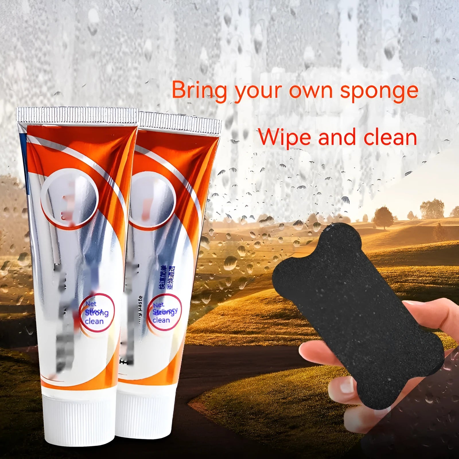 White 65ml bottle of car windscreen cleaning paste for oil stain removal.