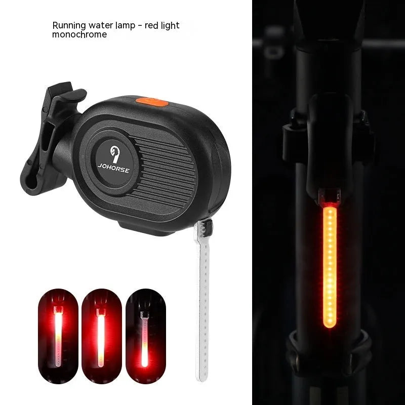 Bicycle running water taillight showing waterfall lighting effect in blue colour with USB Type-C charging port