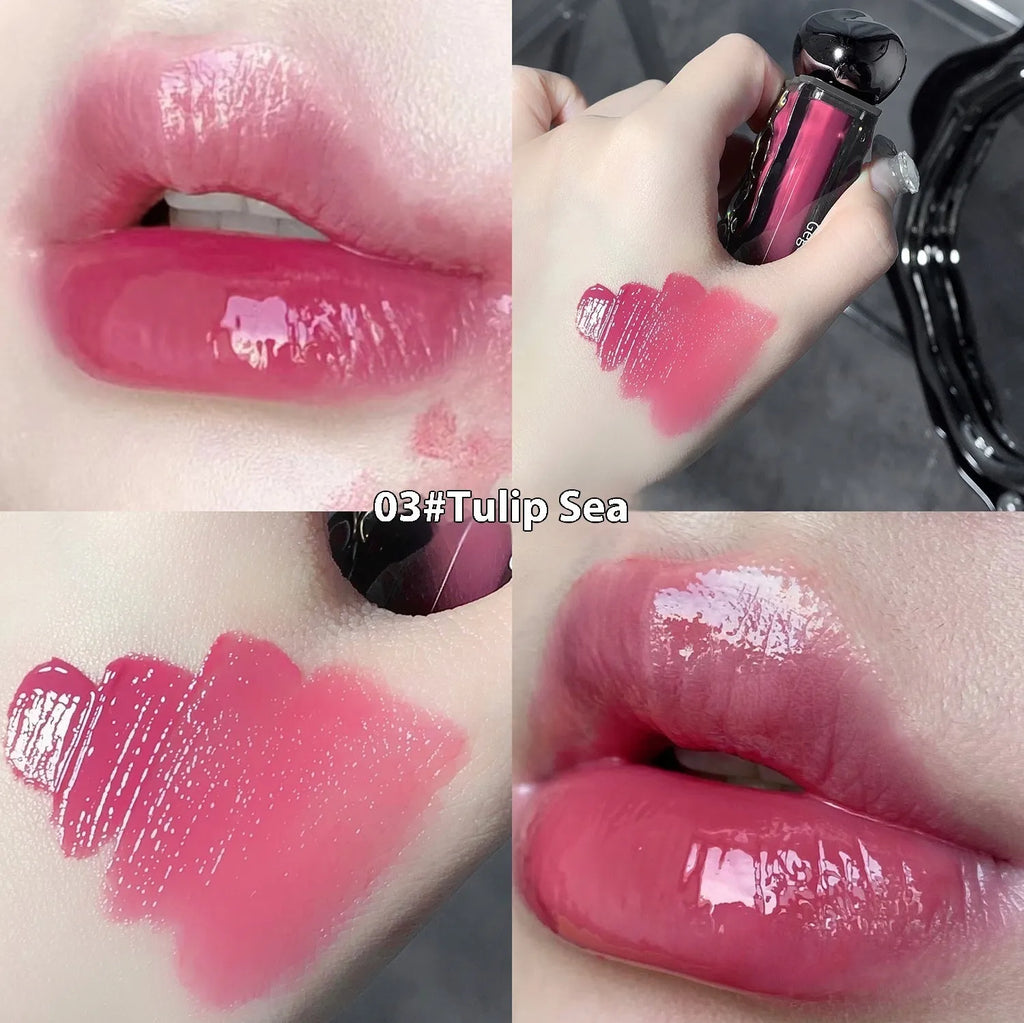 Glacier Lava Lip Lacquer mirror makeup lip gloss showing water light finish