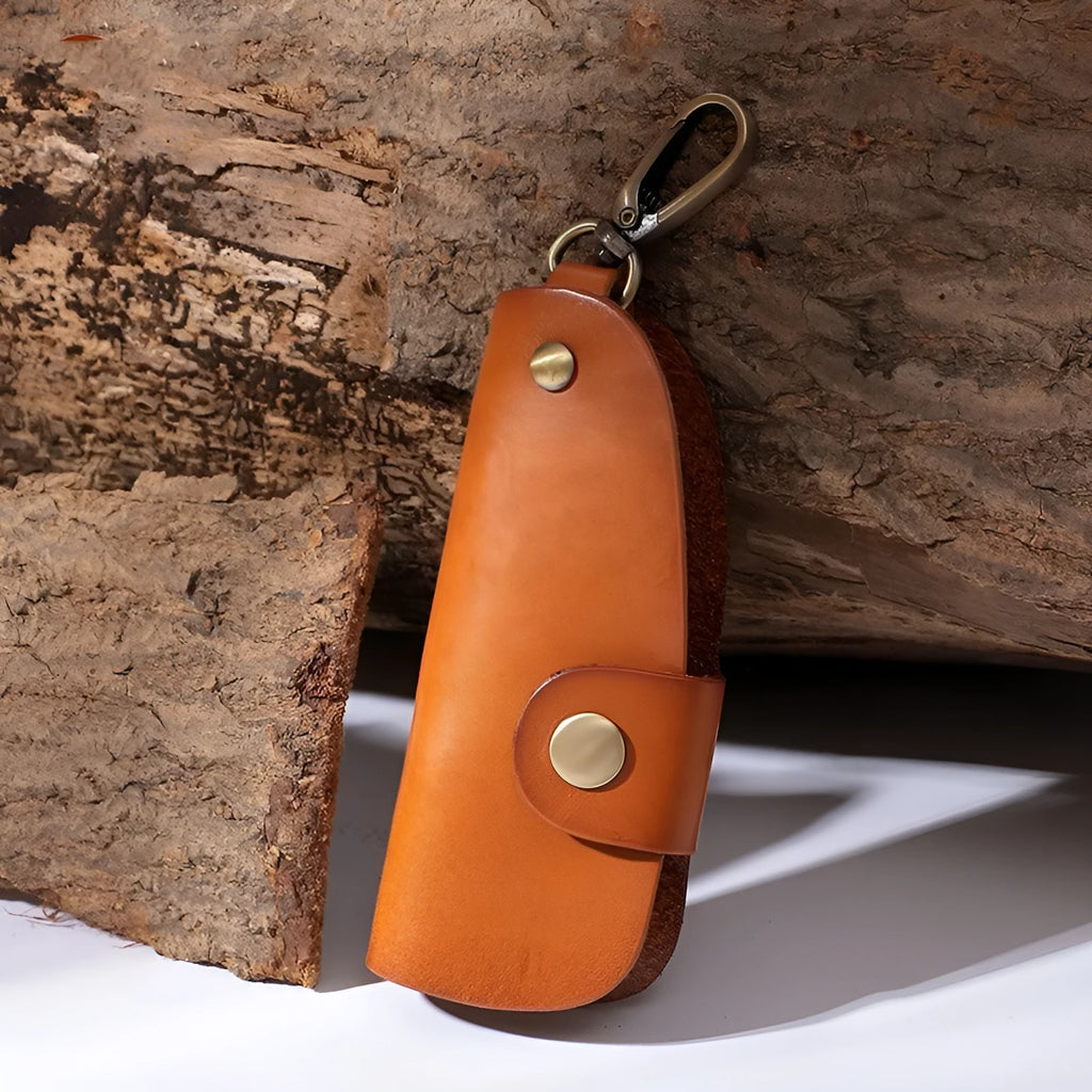 Genuine leather handmade key storage bag for car keys in short length style