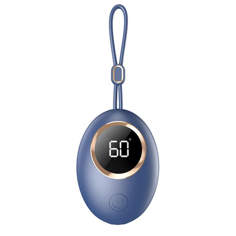USB-powered hand warmer power bank with digital display in various colour options