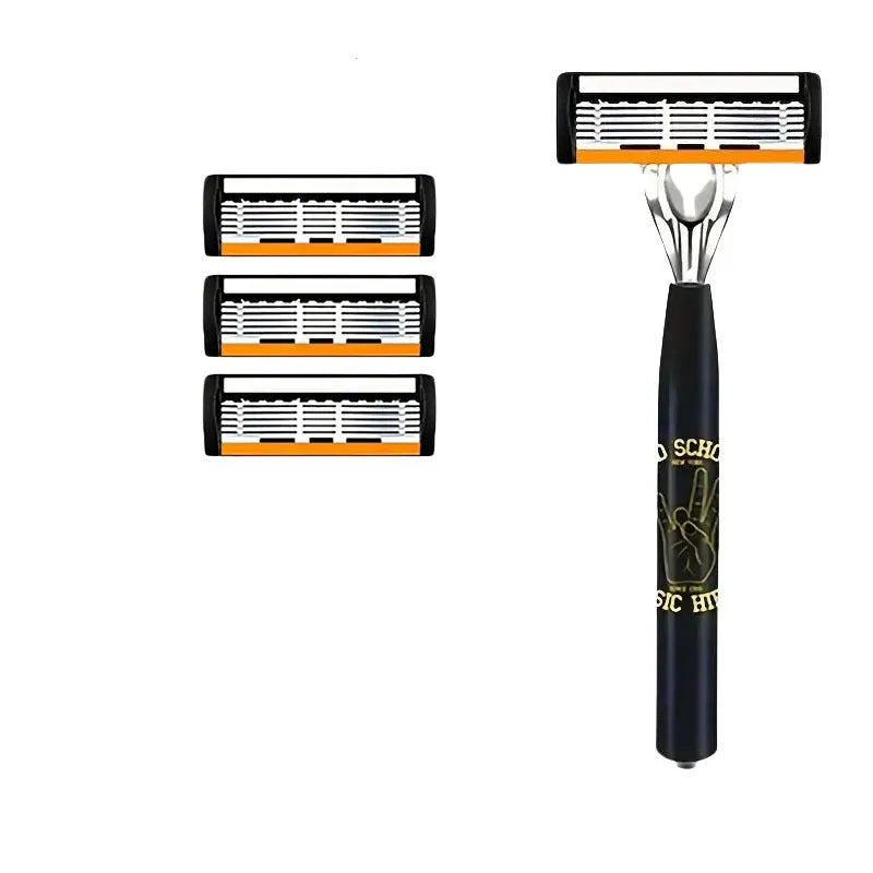 Black six-layer finger type handle for manual shaver cutter head with blade options