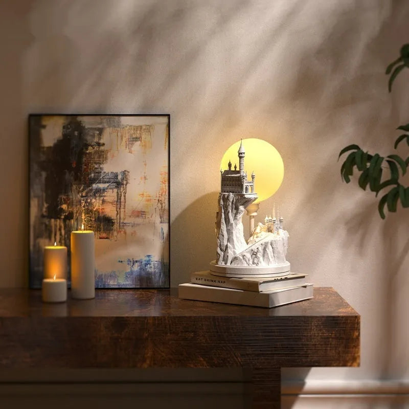 White composite gypsum table lamp with plug-in night light function for bedside use
