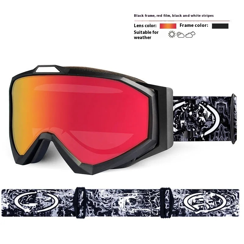 Motorcycle goggles with double-layer anti-fog lenses in various frame and lens colour options.