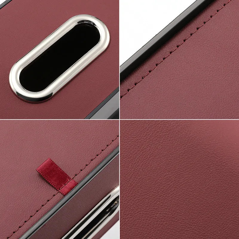 Genuine leather car tissue box holder with cup holder and buggy storage compartments