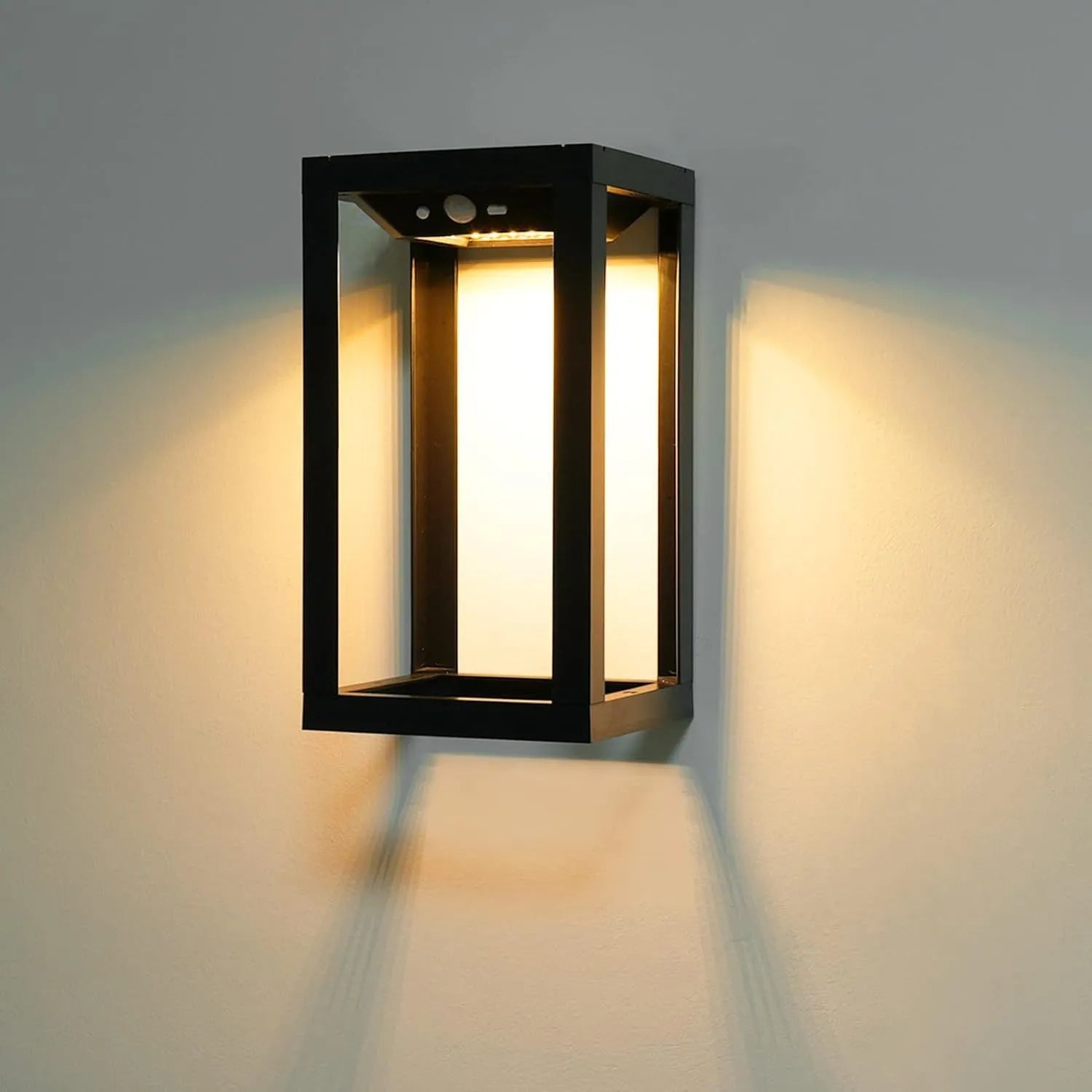 Modern Chinese outdoor solar wall lamp with plastic shell and IP65 waterproof rating for garden illumination