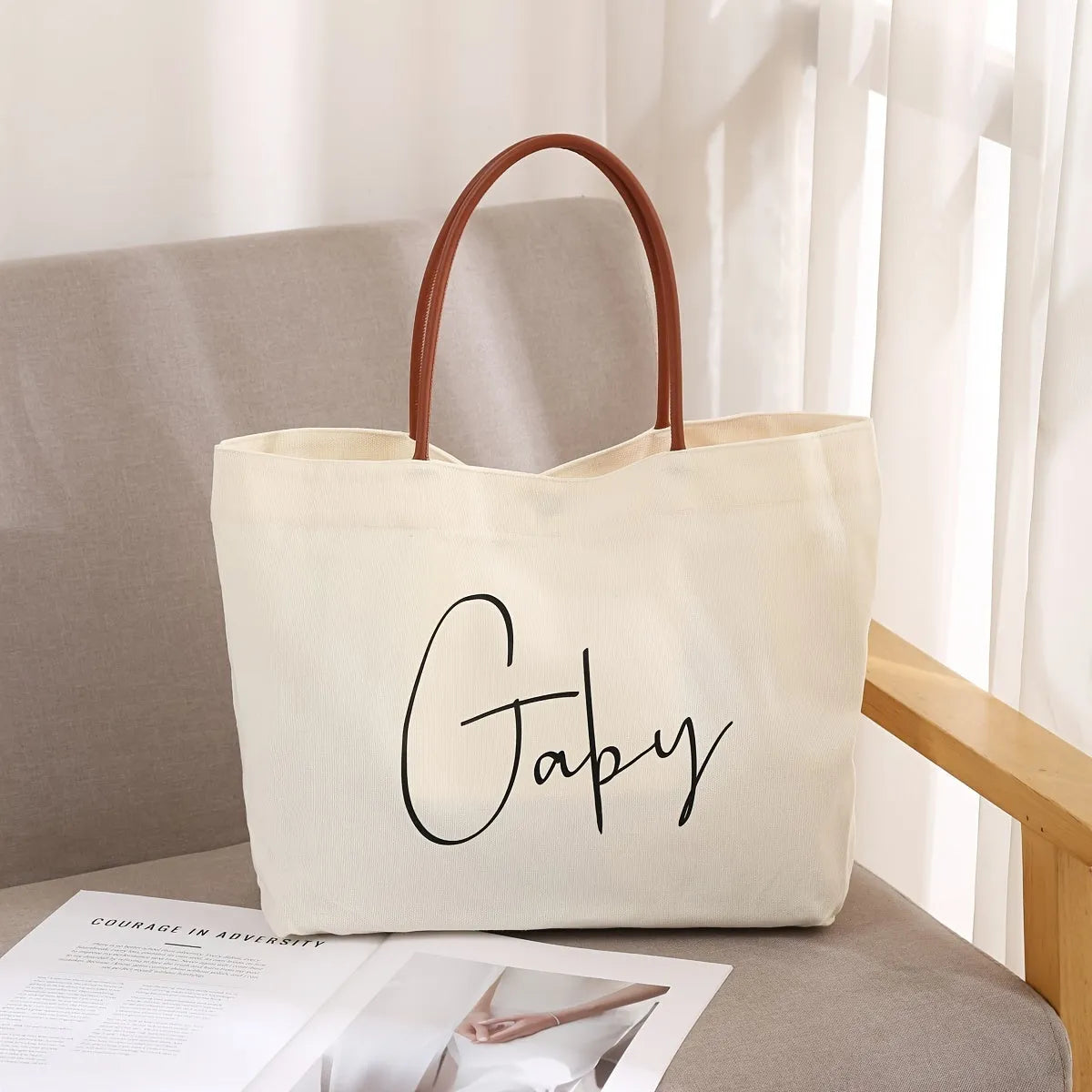 Natural canvas tote bag in beige white and white colour options with reinforced double handles